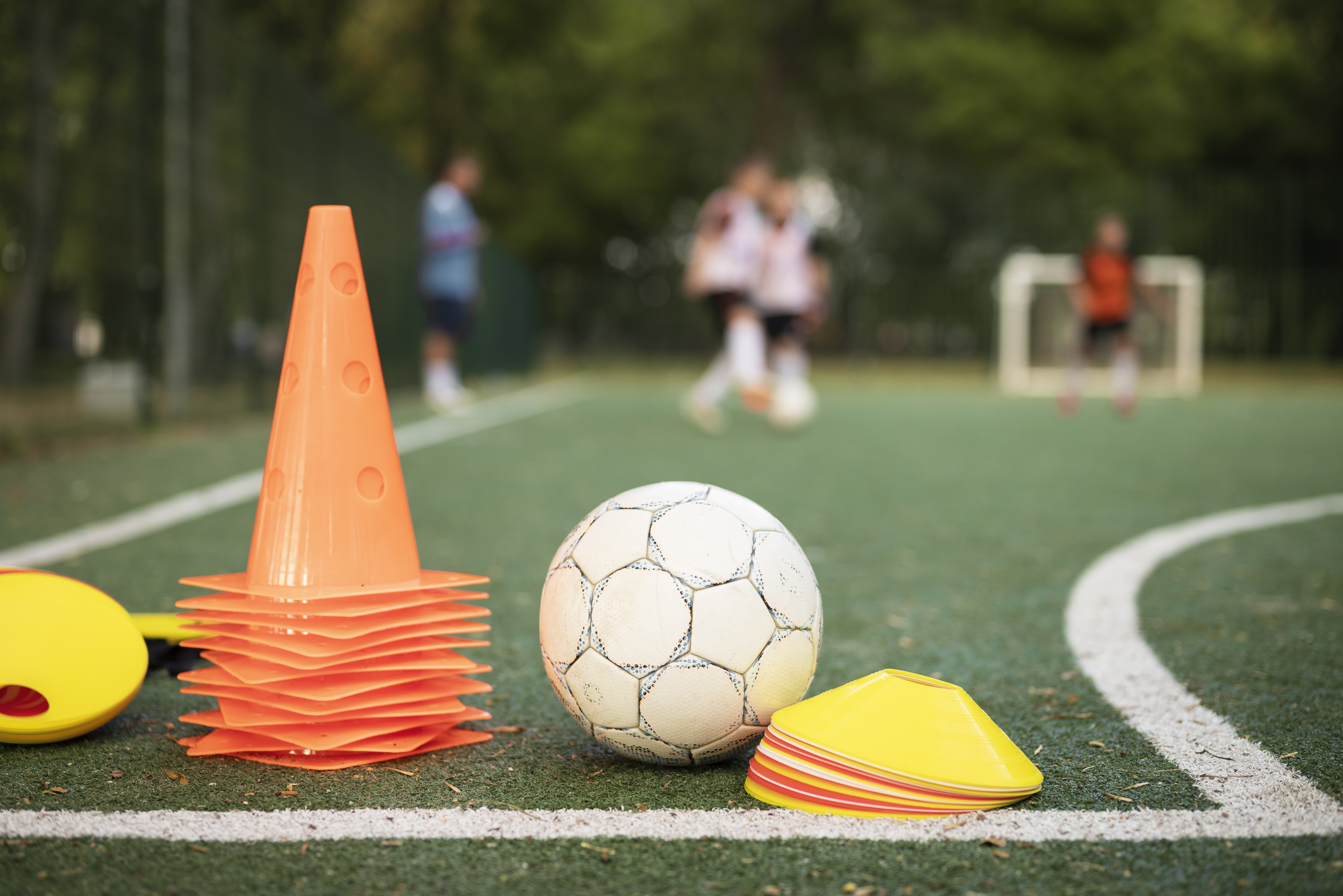 Training cones and a football ready for a session